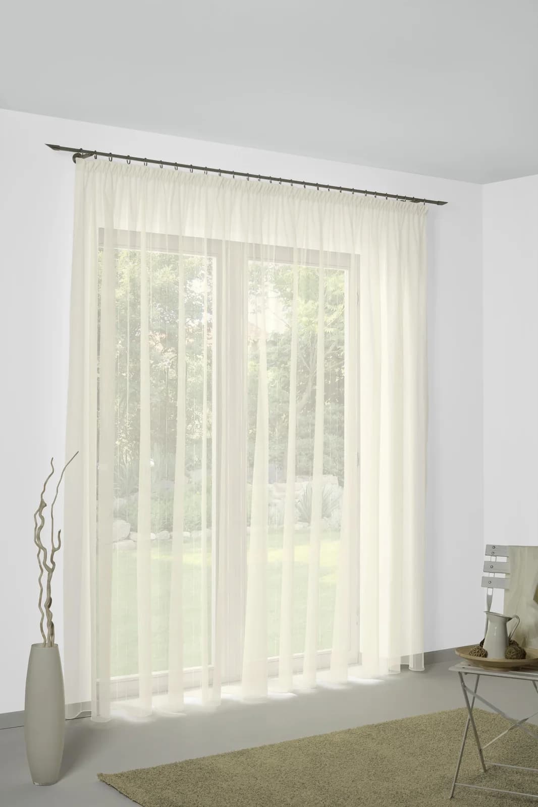 WIRTH Gardine Manuela Beige Voile Polyester mit Ösen