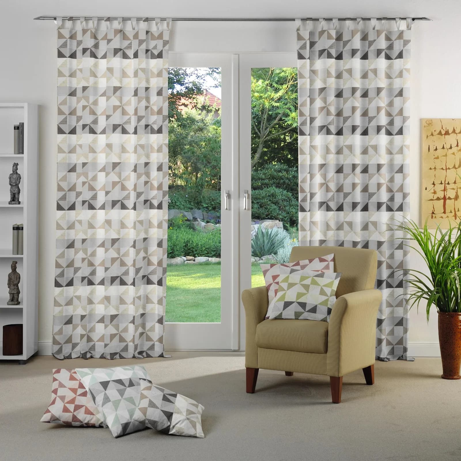 WIRTH Vorhang Berlare Braun Jacquard Schlaufen Blickdicht