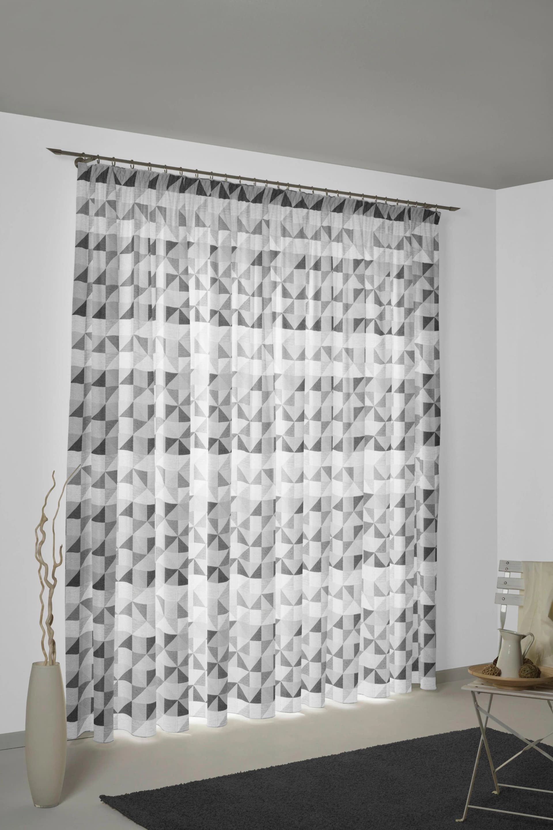 Vorhang WIRTH "Berlare" Dunkelgrau Jacquard Kräuselband Blickdicht