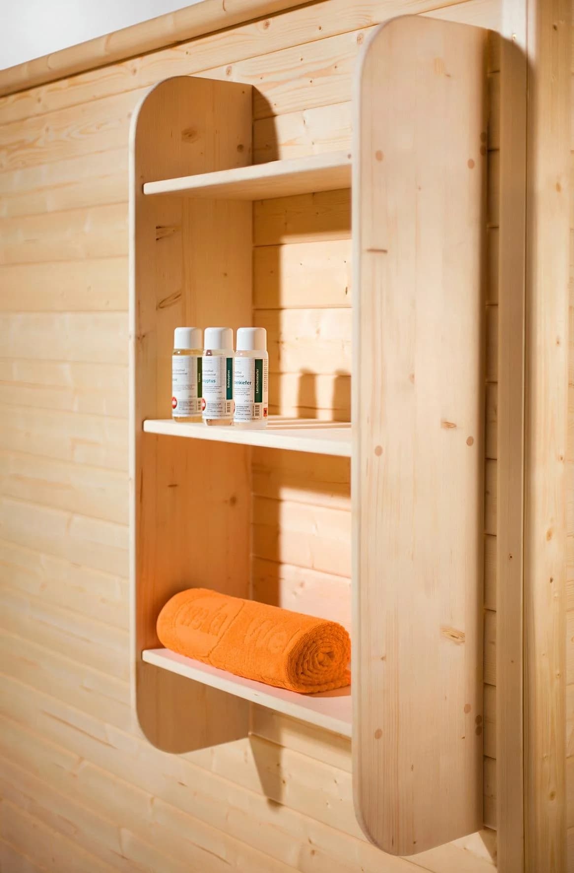 Wandregal WEKA Natur Fichte 3 Ablagen für Sauna