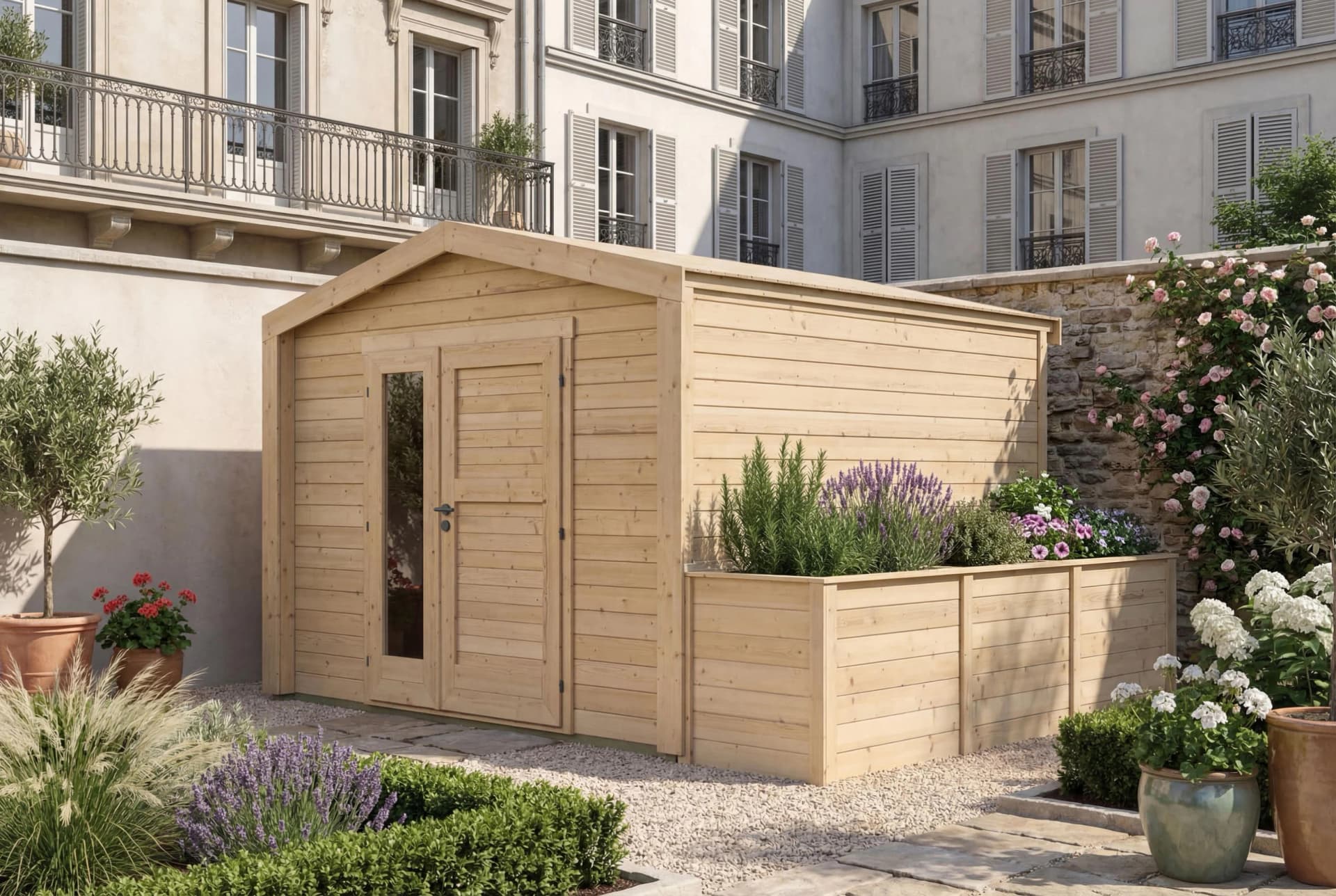 WEKA Killarney Gartenhaus Massivholz Fichte Naturbelassen Inkl. Hochbeet
