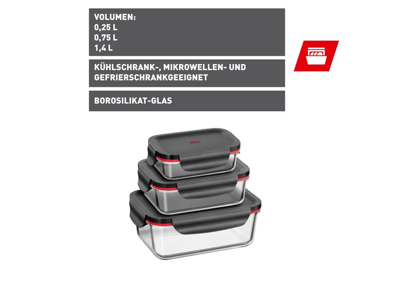 Vorratsdose Silit Storio rot schwarz transparent mit Aromadeckel