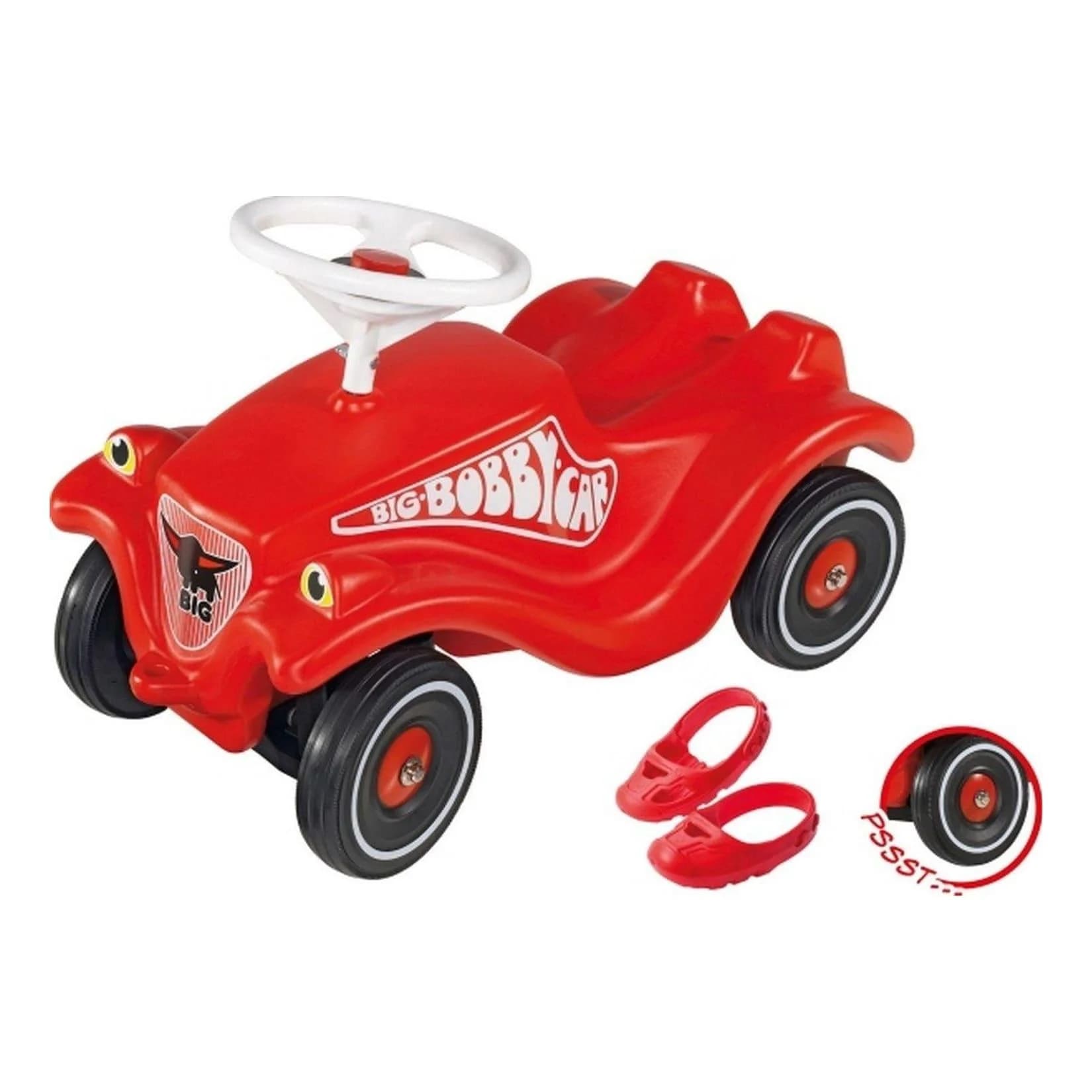 BIG Bobby Car Classic Set mit Flüsterrädern und Schuhschoner Rot