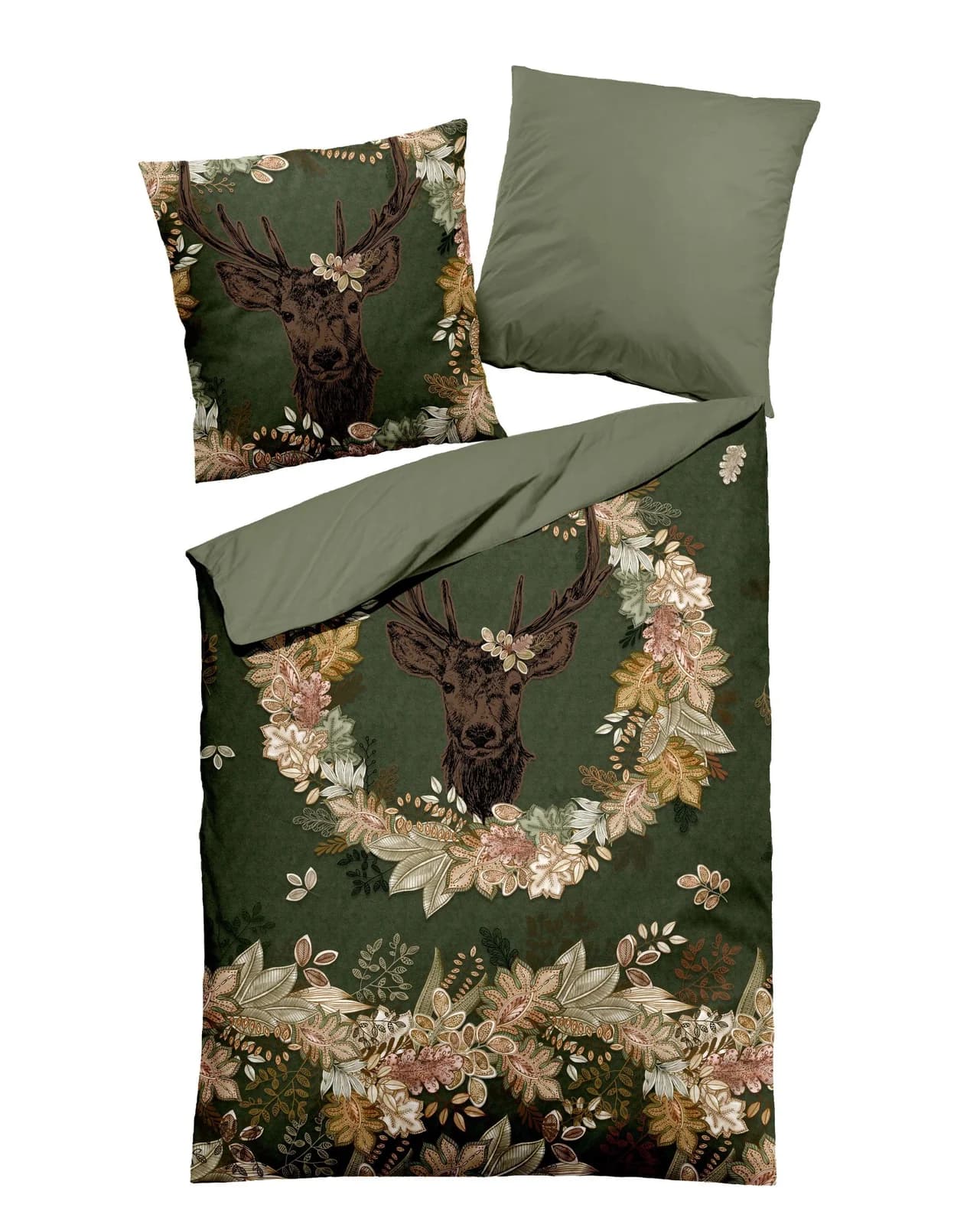Dormisette Bettwäsche HIRSCH Satin Jägergrün