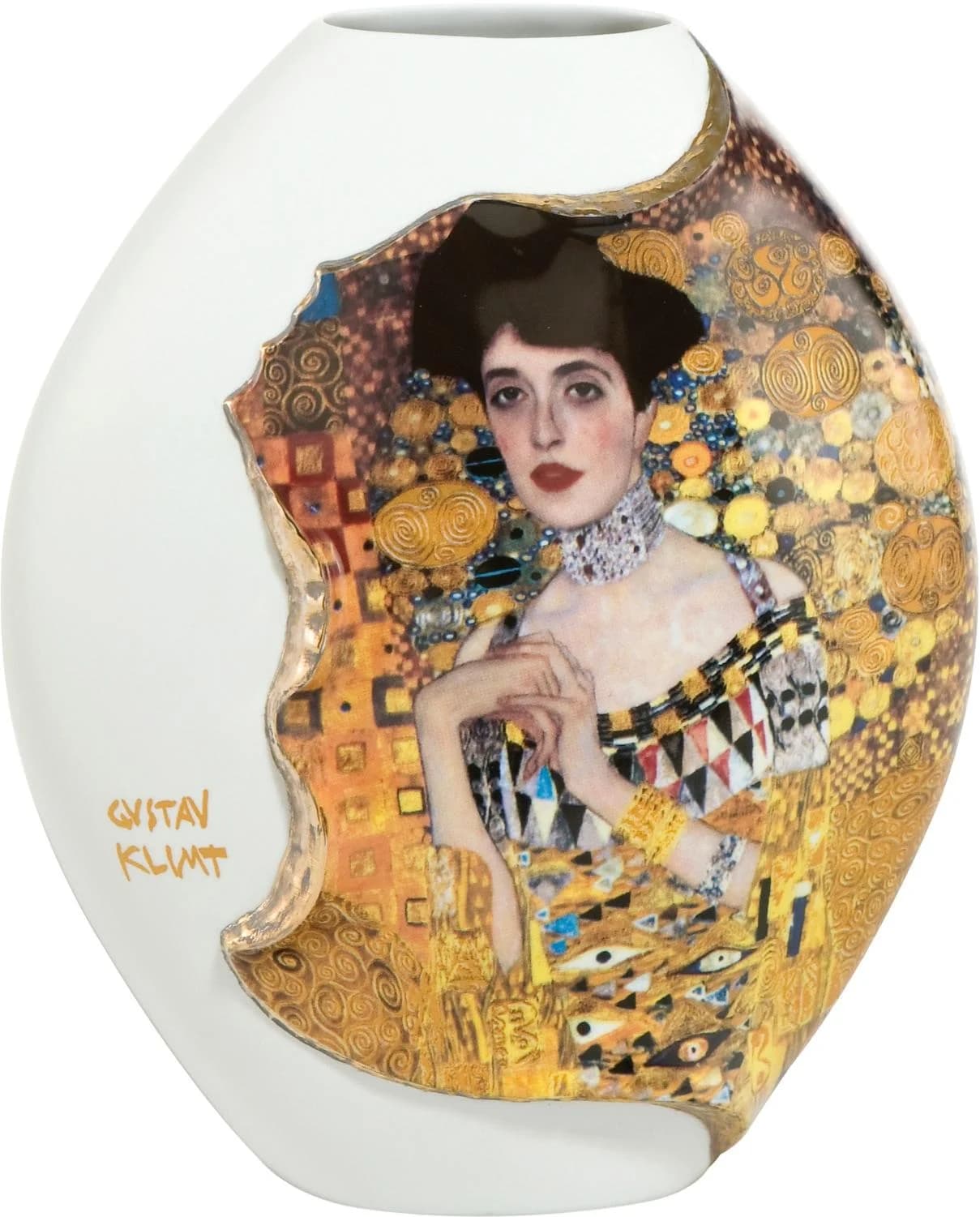 Göbel Dekovase "Adele Bloch Bauer" Porzellan mit Echtgold