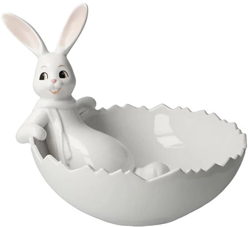 GOEBEL Osterhase Figur Hase mit Schale Snow White Weiß Porzellan