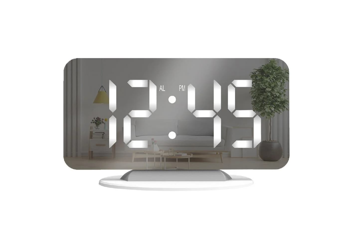 Miraval Design Spiegelwecker 12H/24H mit 3 Helligkeitsstufen