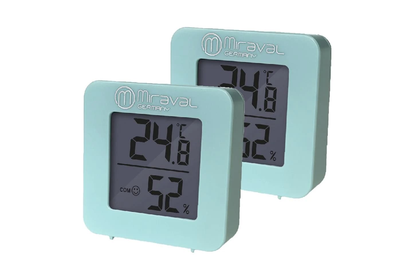 Miraval Thermo-/Hygrometer 2er Set in Türkis mit Komfortanzeige