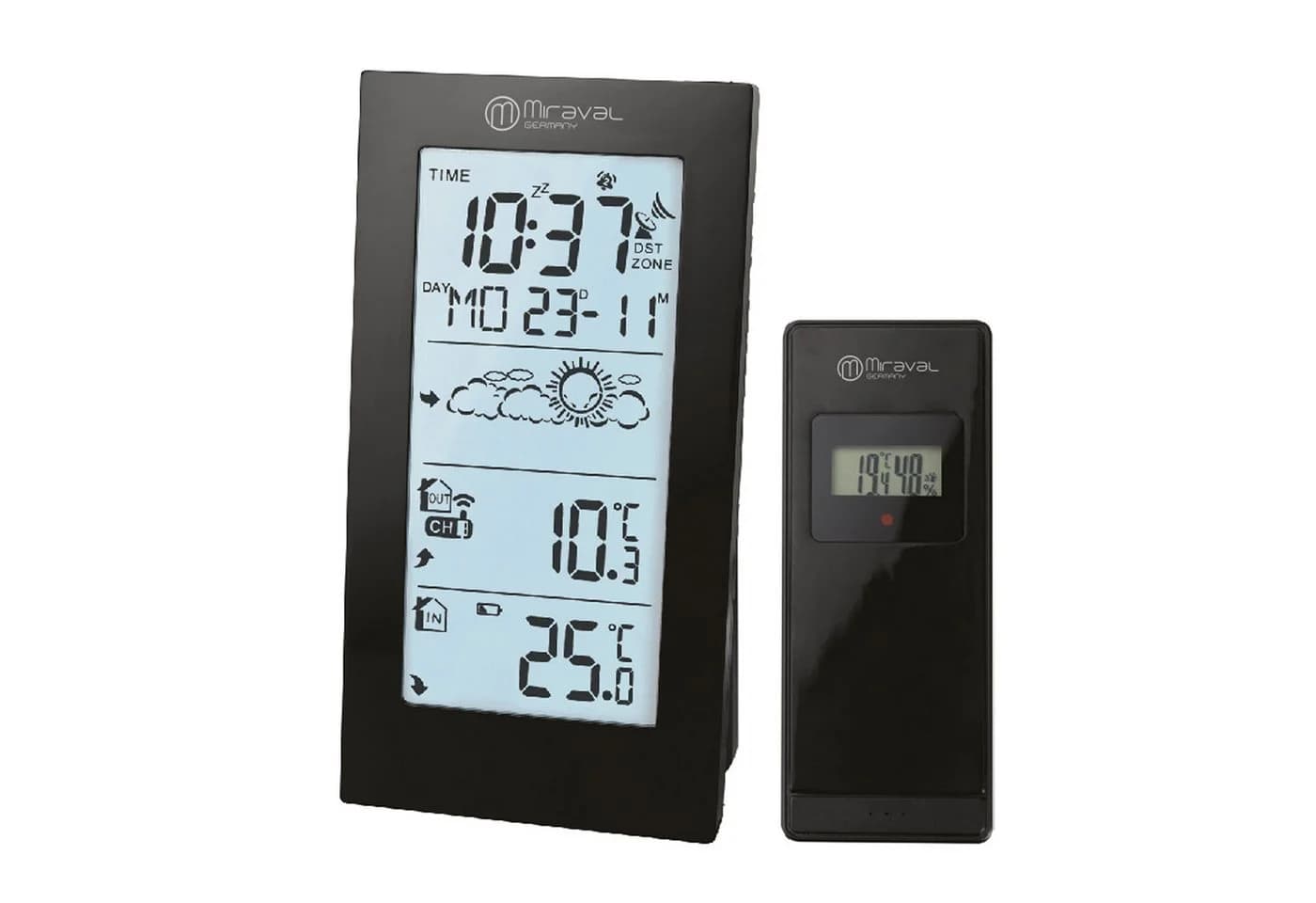 Miraval Funk-Wetterstation Basic Schwarz DCF77 Außensensor