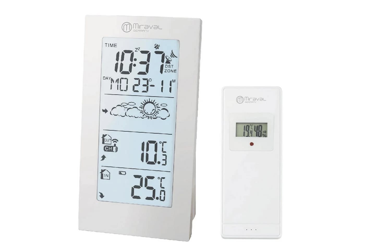 Miraval Funk-Wetterstation Basic mit DCF77 Funkuhr und Außensensor