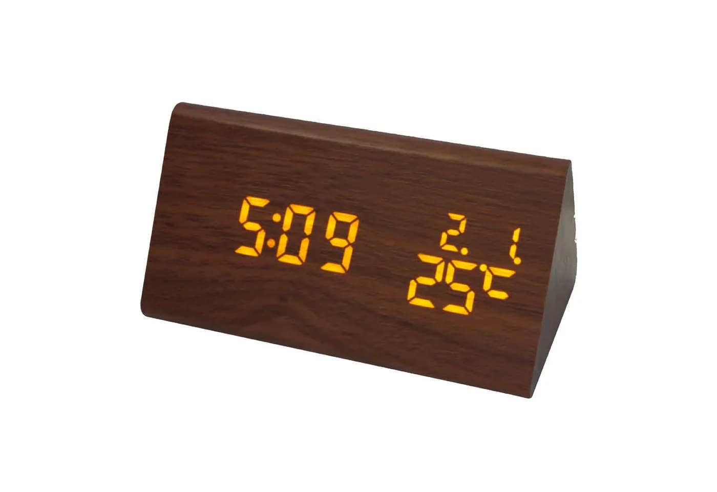 Miraval Digitale Tischuhr Holz mit USB-Ladefunktion