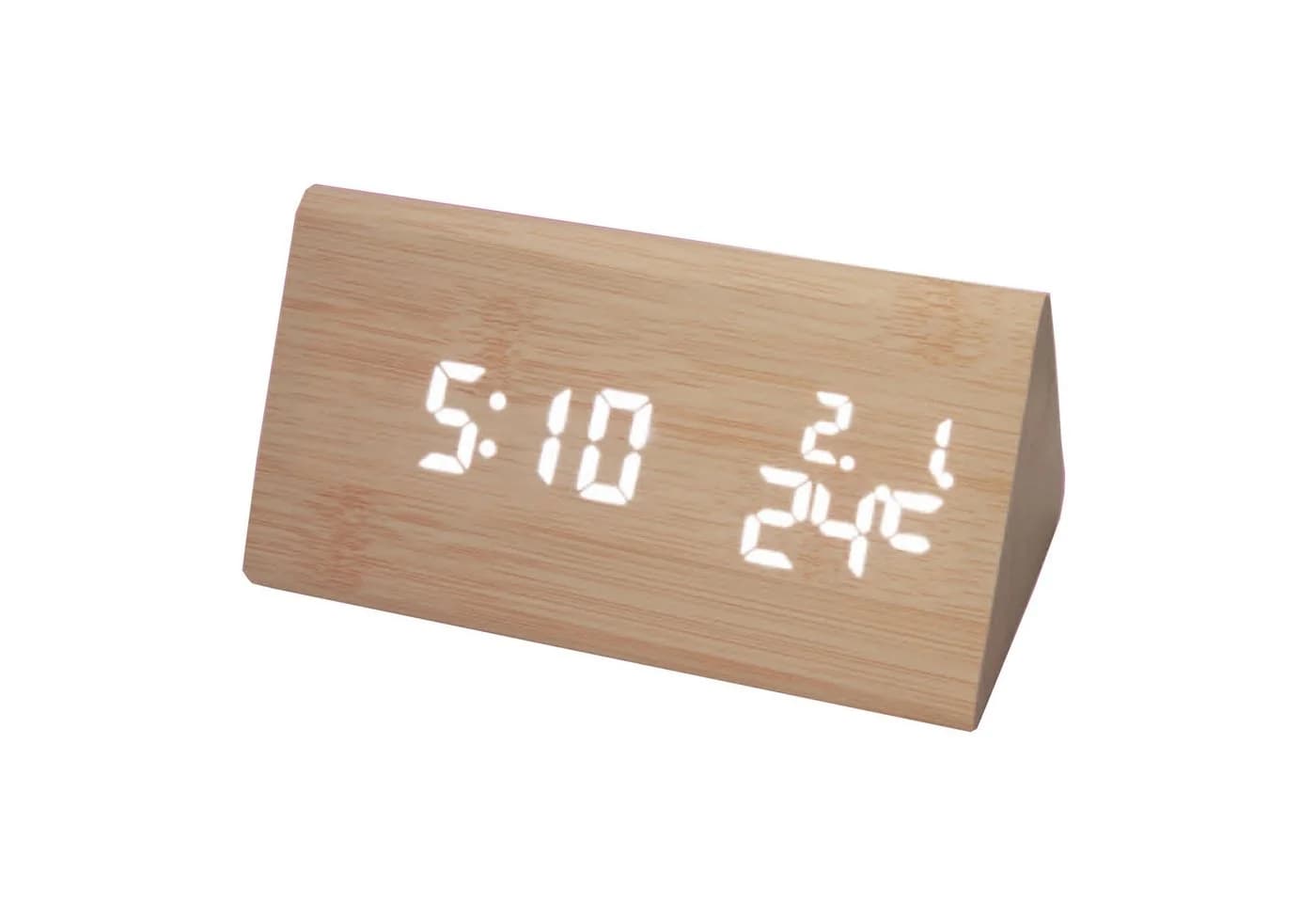 Miraval Digitale Tischuhr Holz mit USB-Ladefunktion
