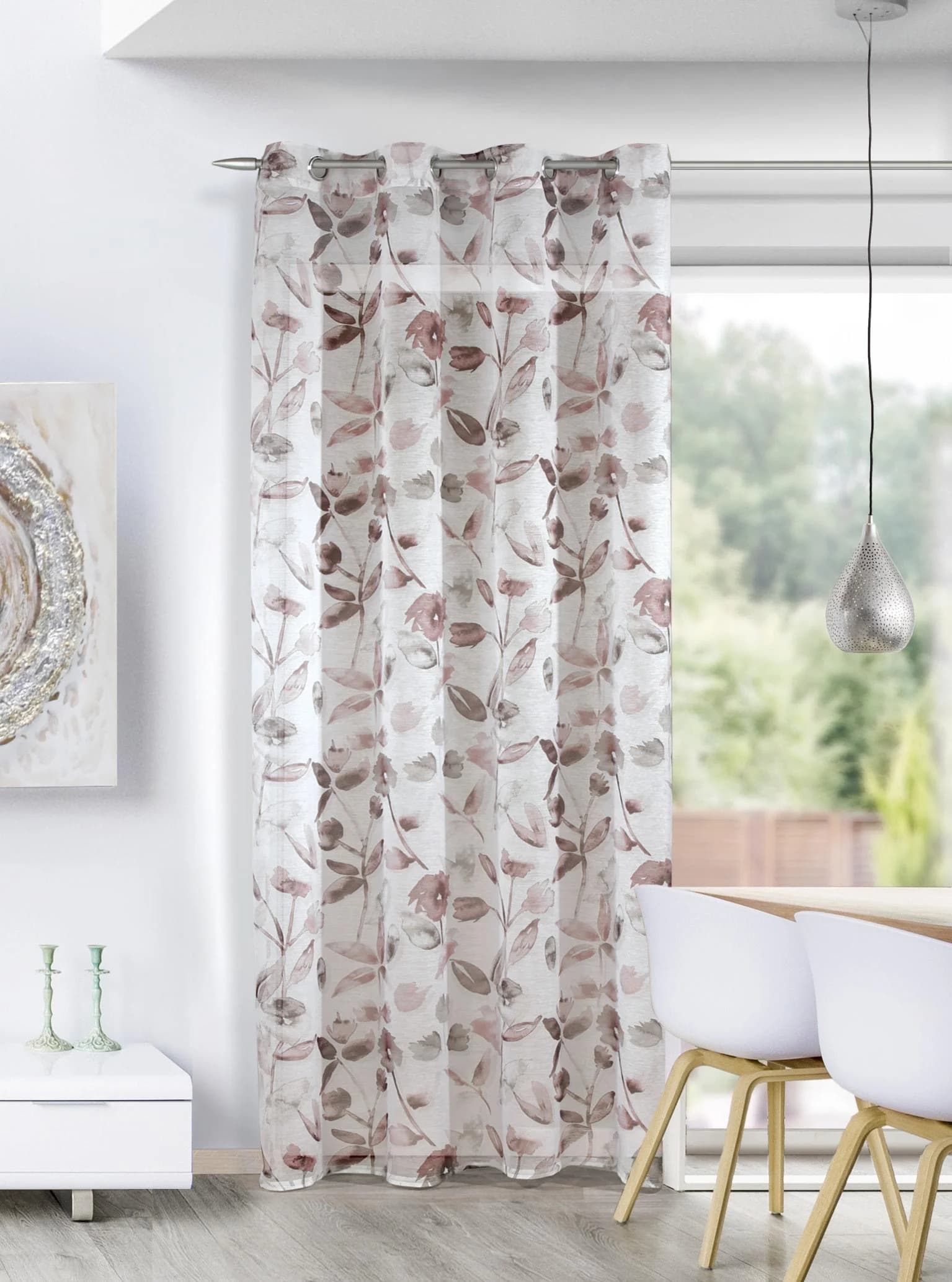 HOMING Gardine Asra Grau 135x245cm Polyester Fertigschal