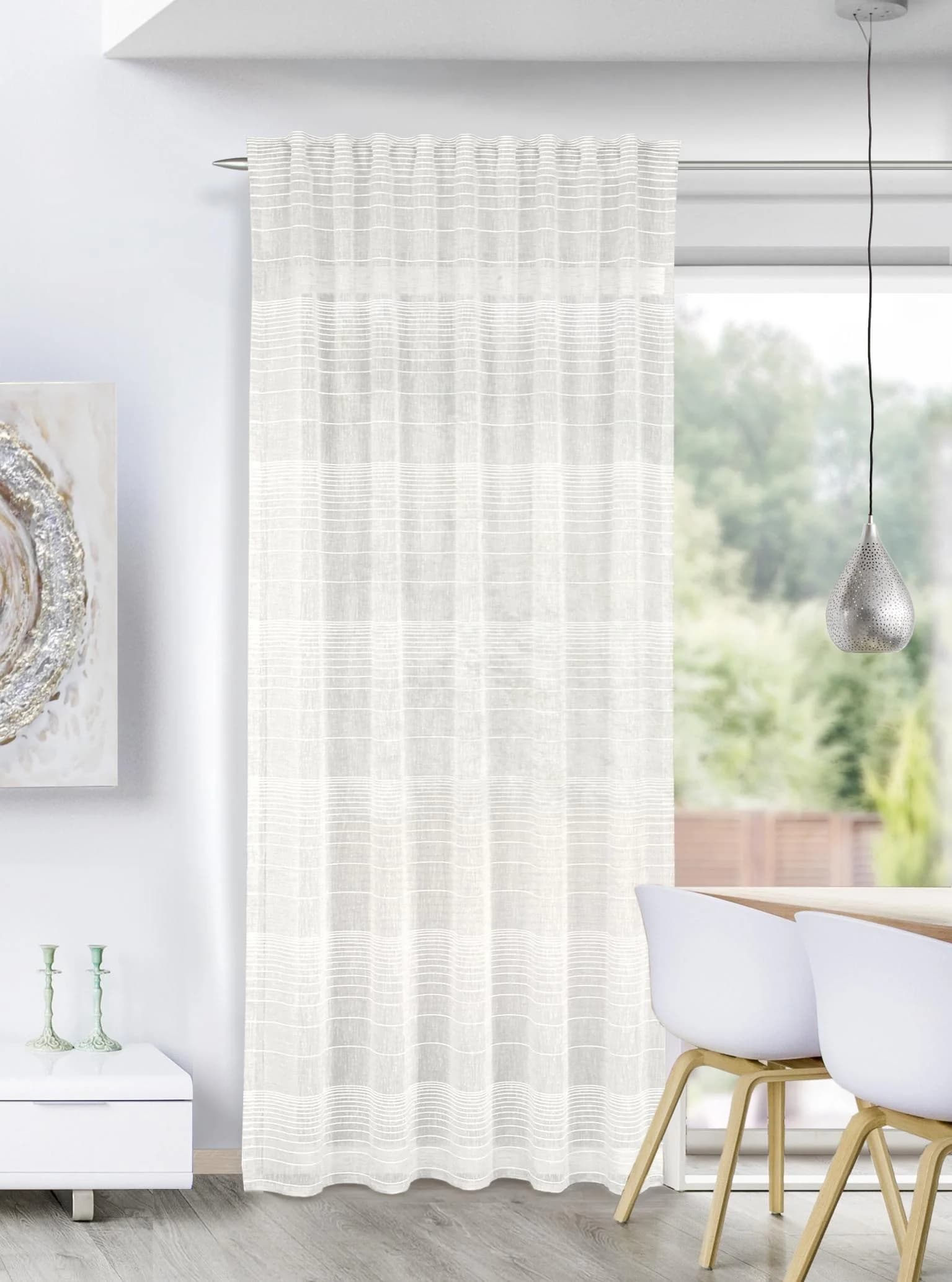 HOMING Gardine Dürer Weiß Querstreifen Polyester