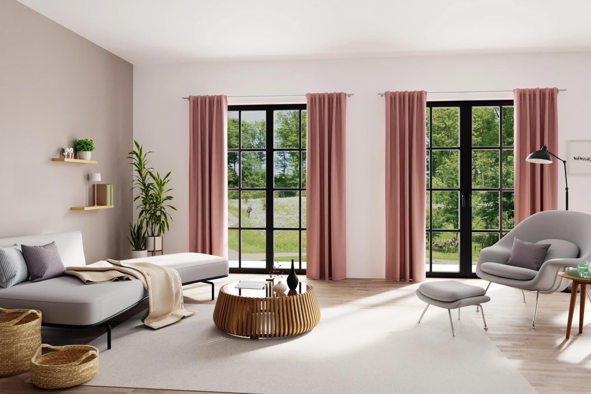 HOMING Gardine Merle Rosa 135x175cm Polyester Fertigschal