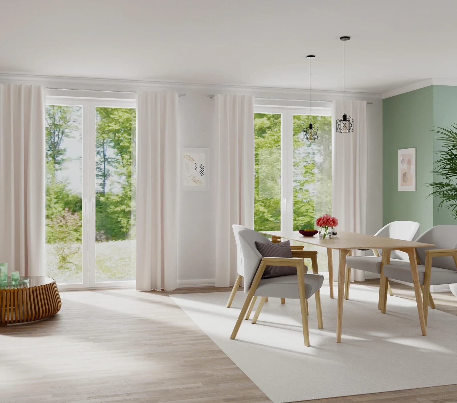 HOMING Gardine Merle Weiß 135x175cm Polyester Fertigschal