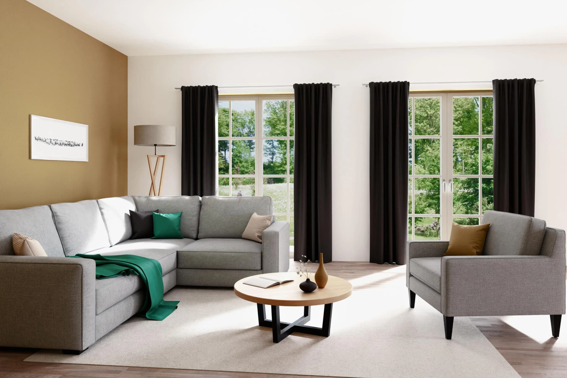 HOMING Vorhang Jolie Anthrazit 135x245 cm Polyester Fertigschal