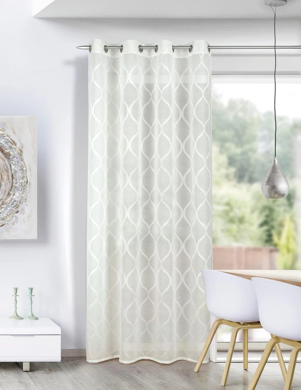 HOMING Gardine Theodora Weiß 135x245cm Polyester Ösenfertigschal