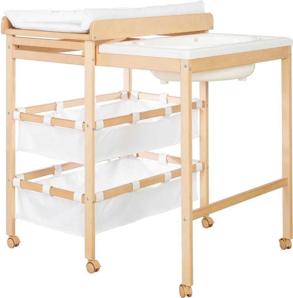 roba Baby Pool Bade- und Wickelregal Natur Holzwerkstoff