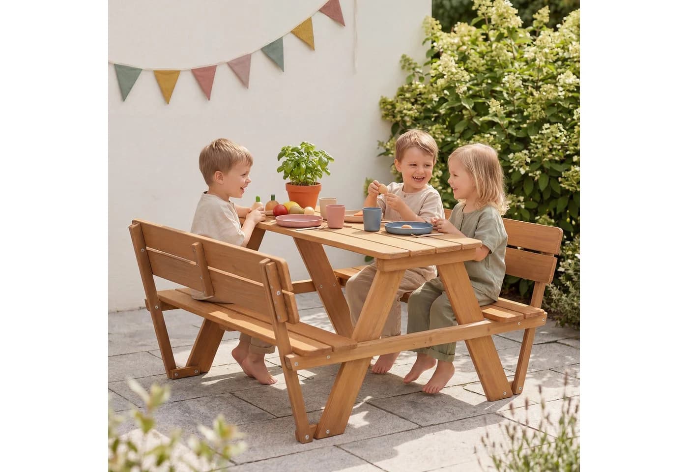 roba Kindersitzgruppe Outdoor Deluxe Teakholz mit Lehne