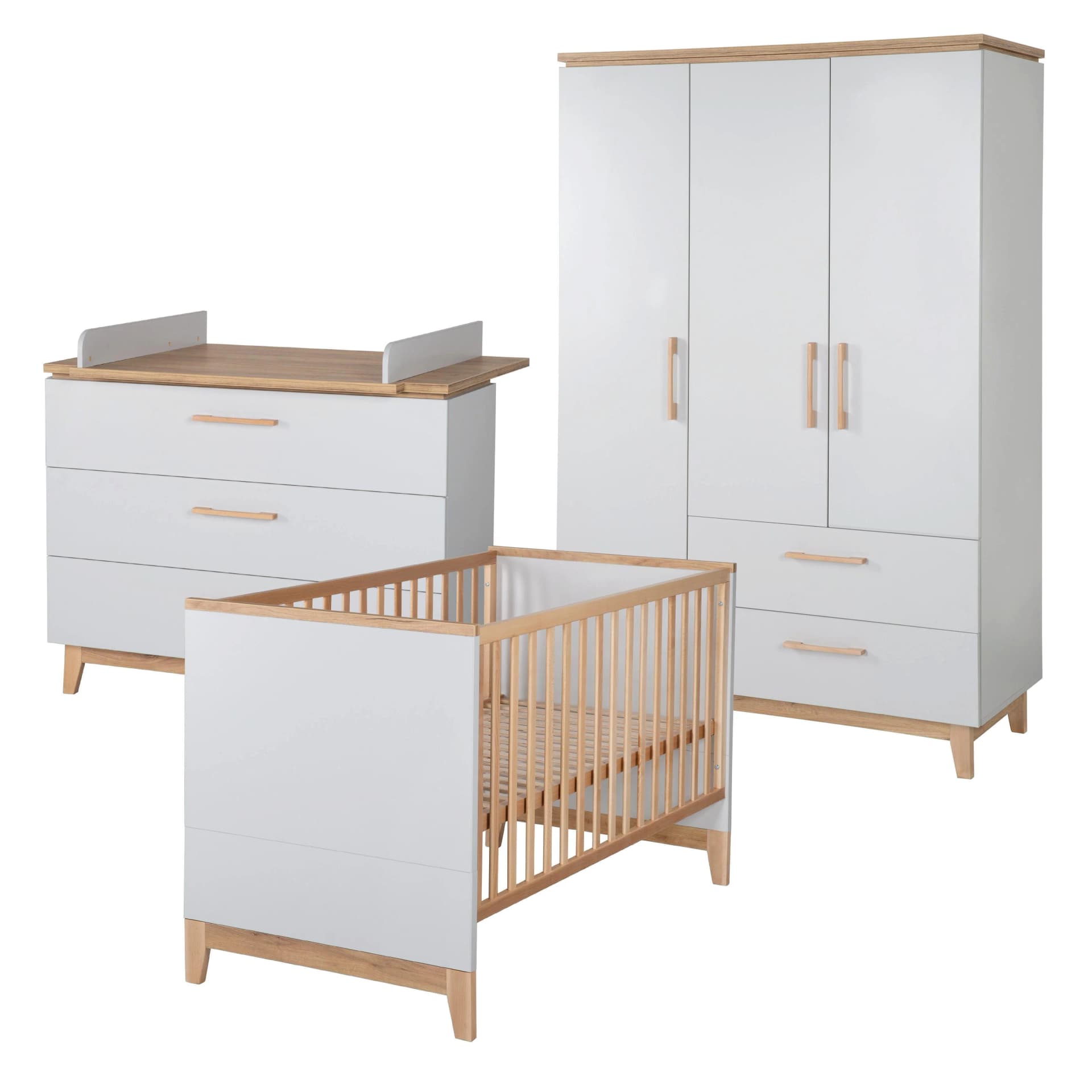 Roba BABYZIMMER-SET Caro II 3-teilig Hellgrau Holz