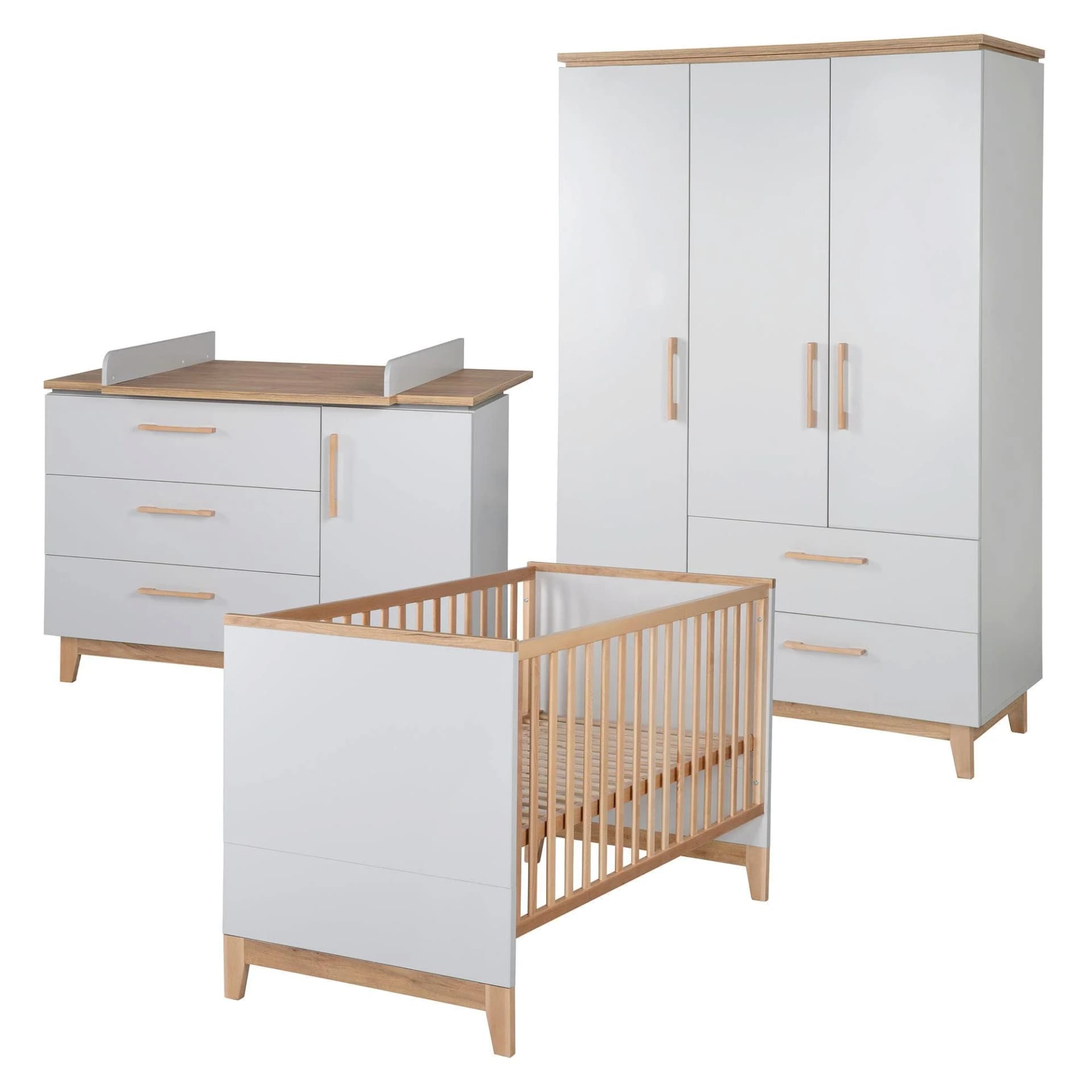 Roba BABYZIMMER-SET Caro I 3-teilig Hellgrau Holz