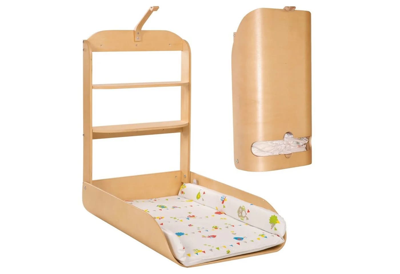 roba® Wandwickelregal klappbar mit Wickelauflage braun