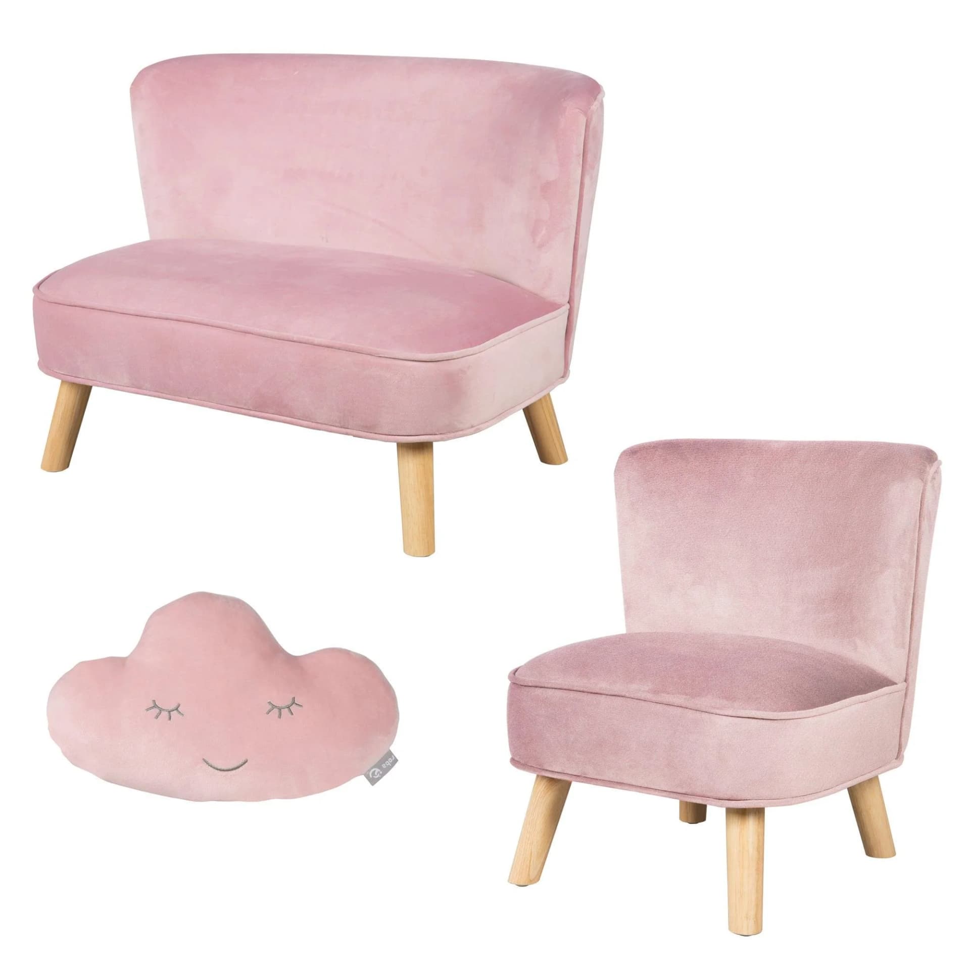 ROBA Lil Sofa Kindersitzgruppe Rosa Mauve Samt Retro-Look