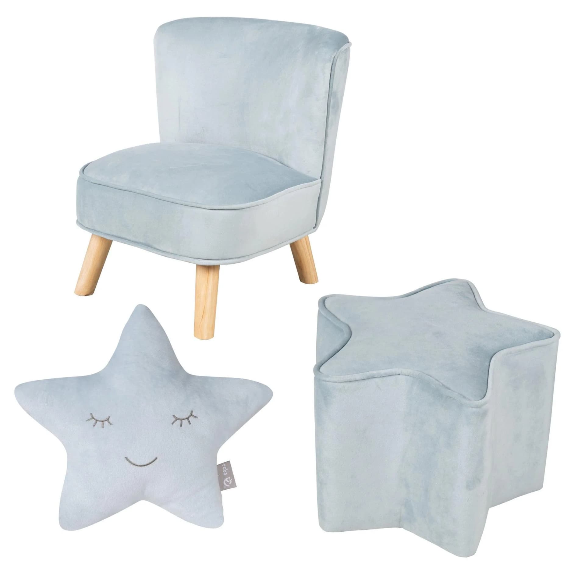 Kindersitzgruppe ROBA 'Lil Sofa' blau - Samt, Retro-Look