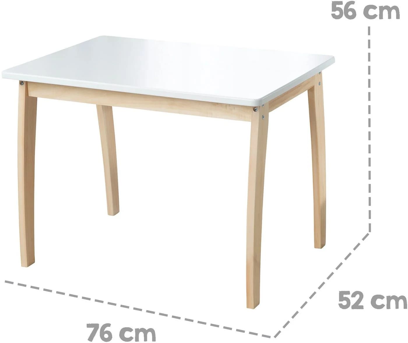 roba® Kindertisch Weiß Massivholz MDF 76x52 cm