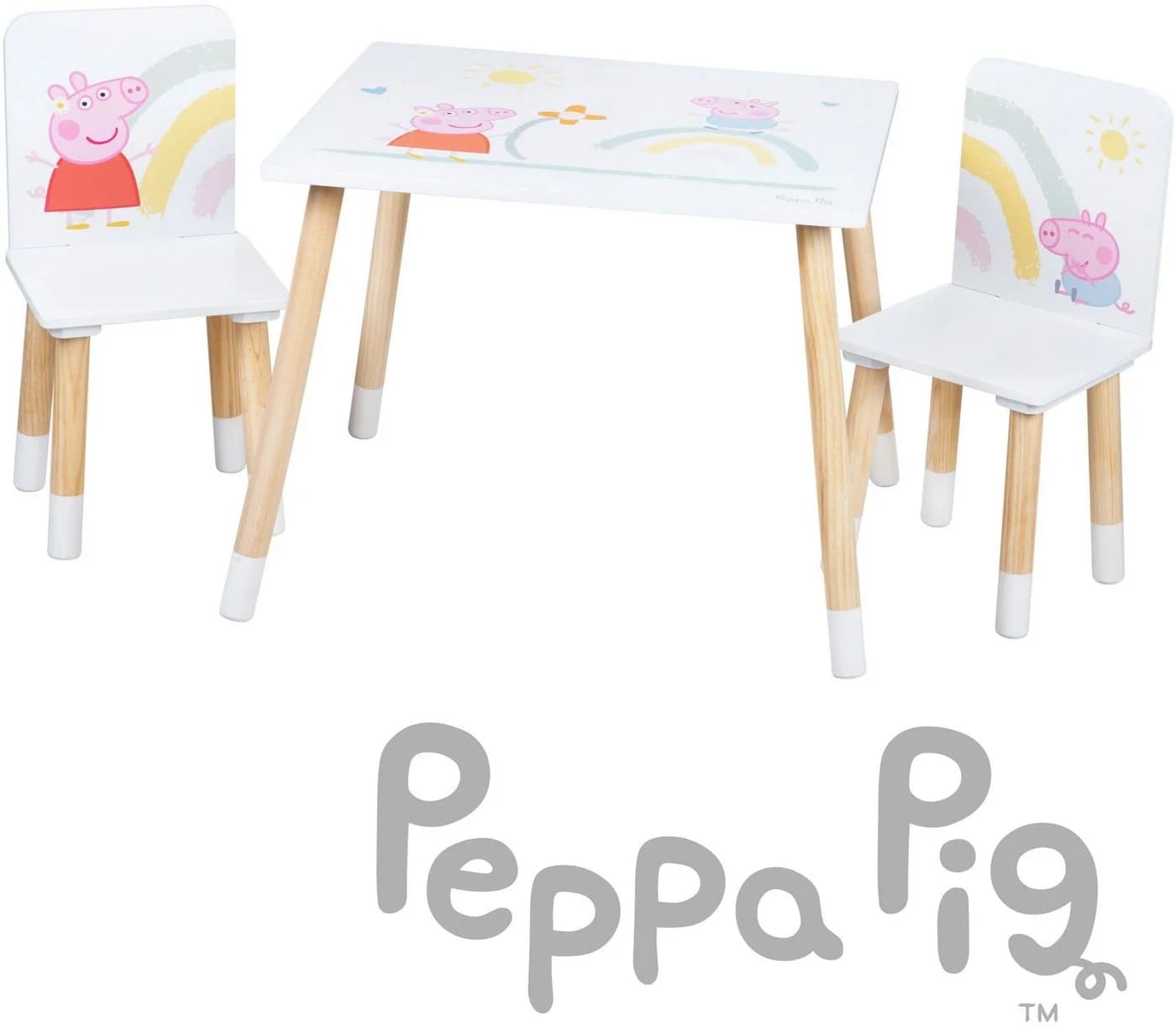 roba® Kindersitzgruppe Peppa Pig 2 Stühle & Tisch Weiß/Bunt