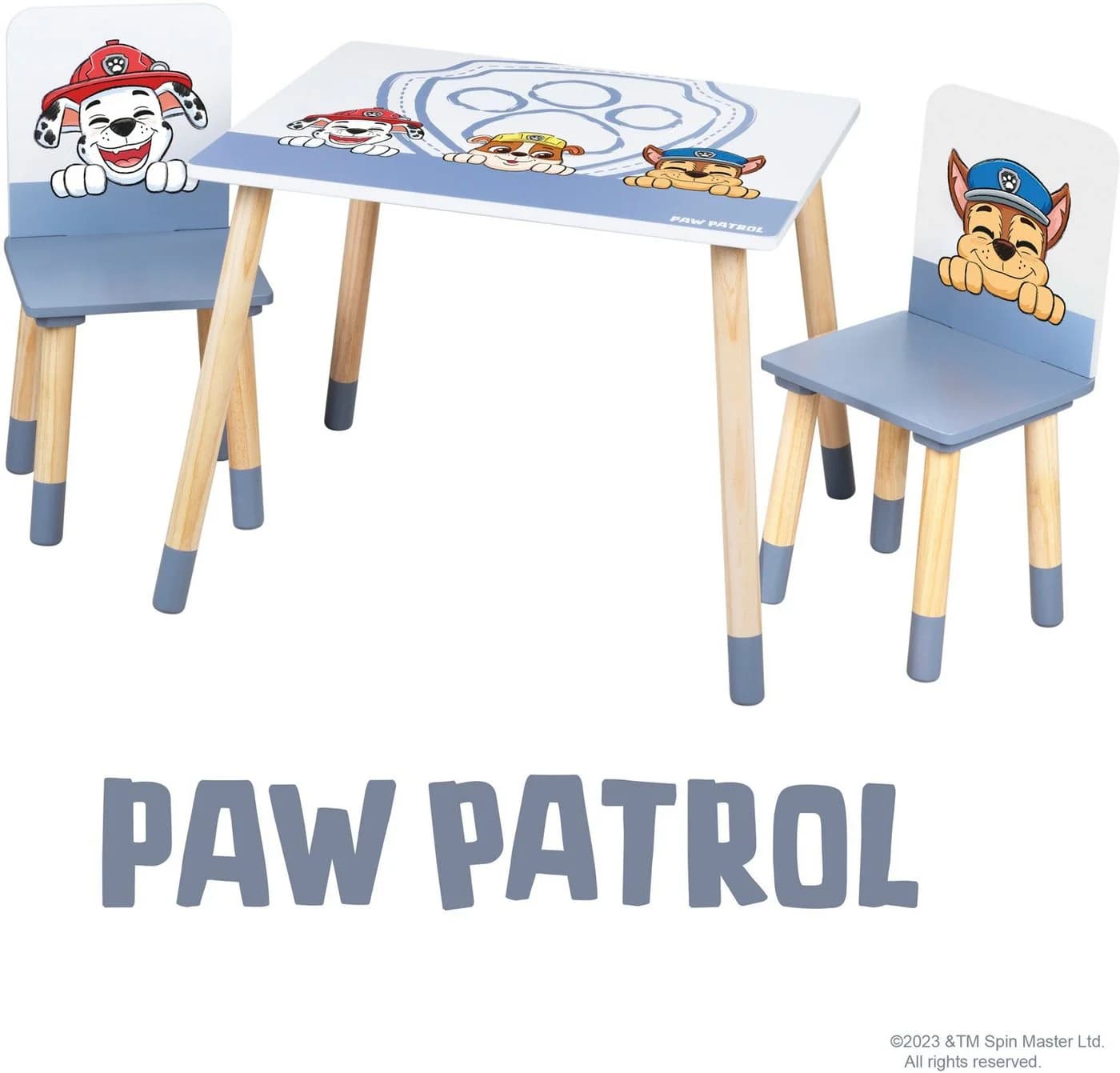 ROBA Kindersitzgruppe Paw Patrol Grau/Weiß mit 2 Stühlen und Tisch
