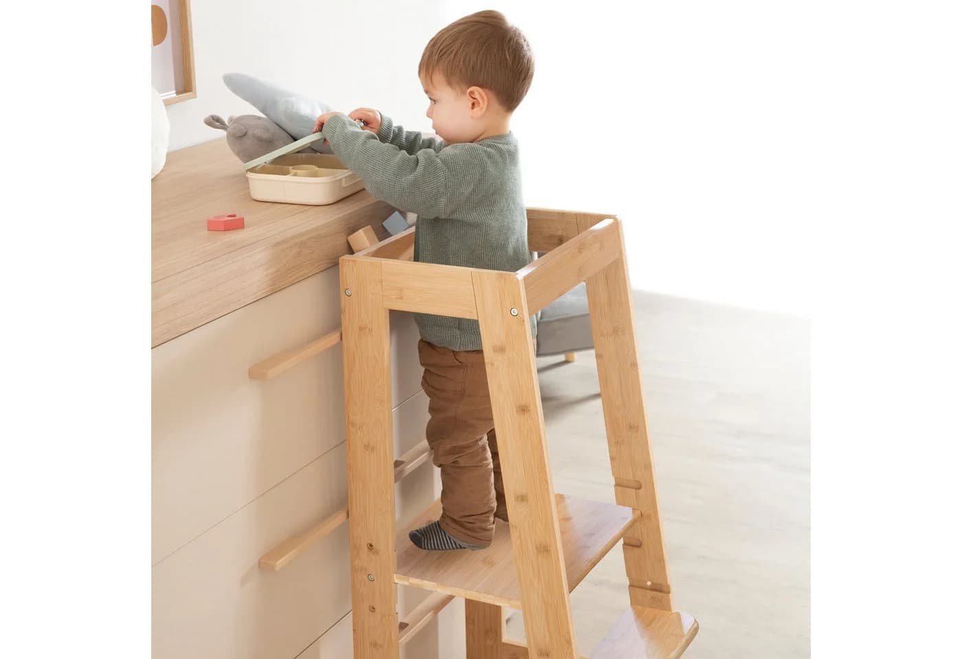 roba® Montessori Lernturm Tritthocker Bambus