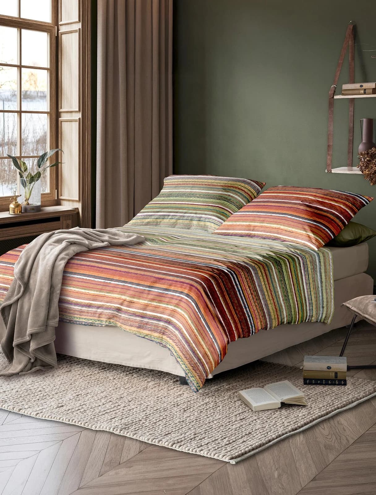 Irisette Flausch-Cotton Bettwäsche 2-tlg. 140x200cm Bunt Gestreift