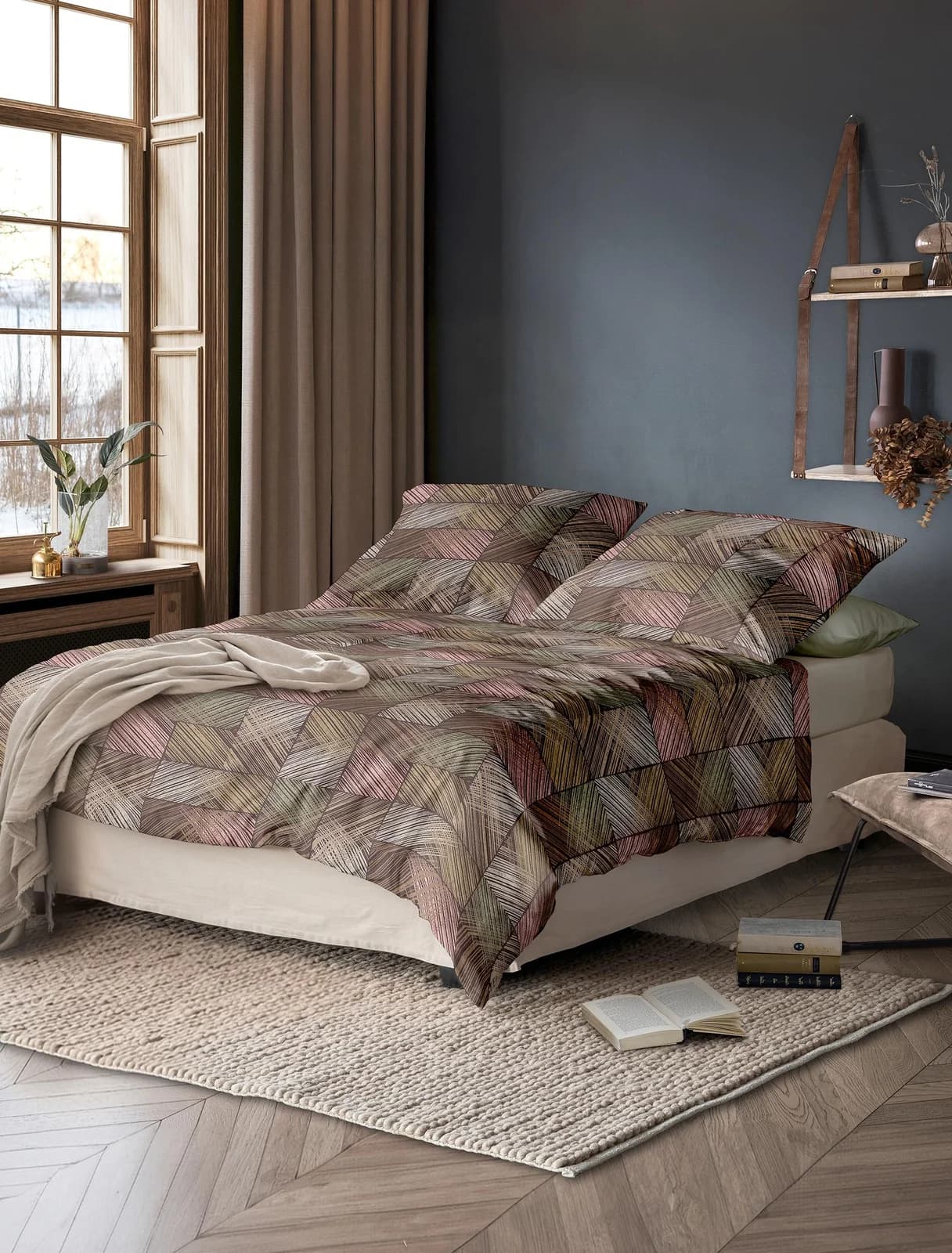IRISETTE Bettwäsche Wave 8780 Mako-Satin Kariert Nougat