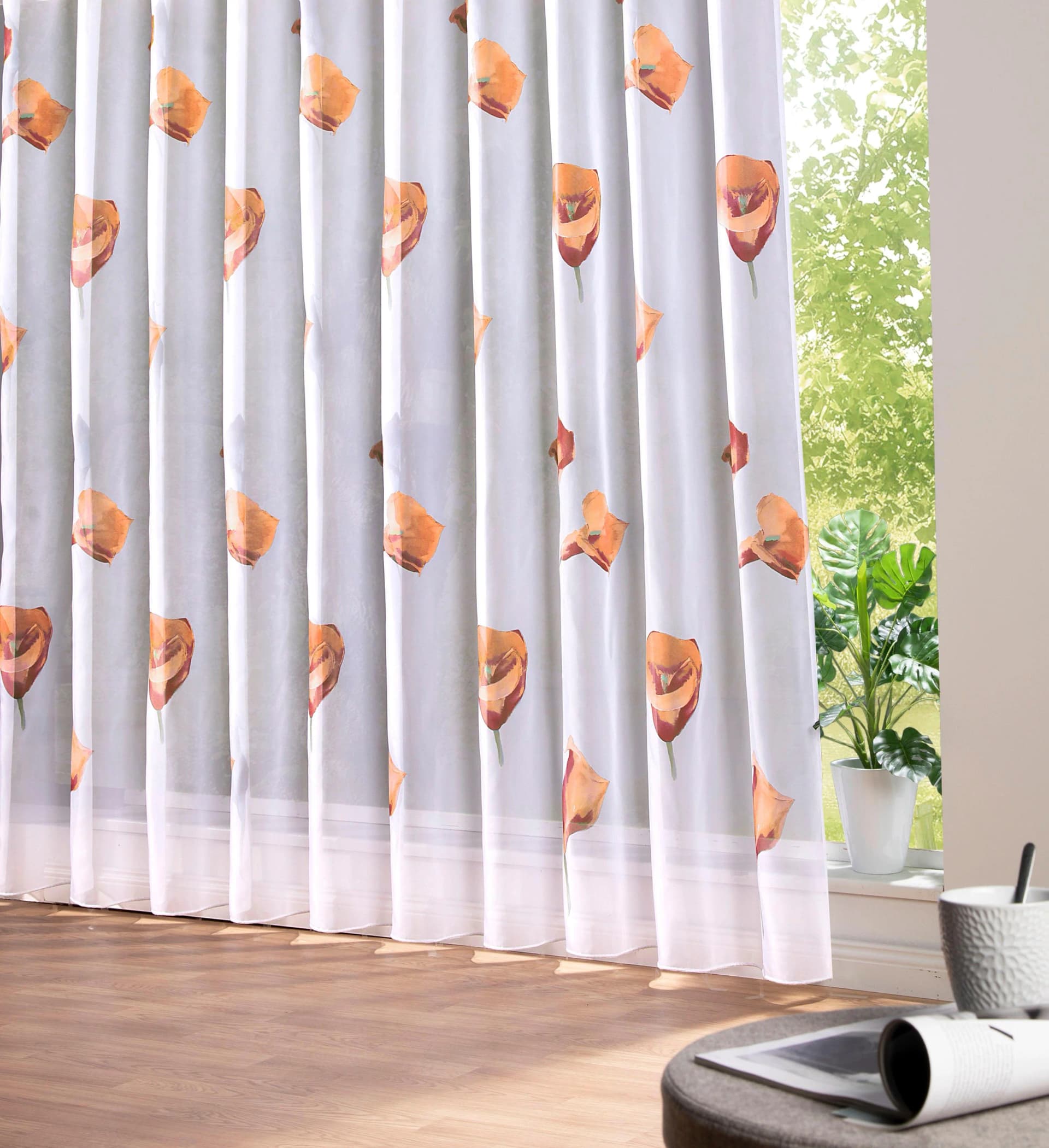 Weckbrodt Gardine Calla Weiß Floral Voile