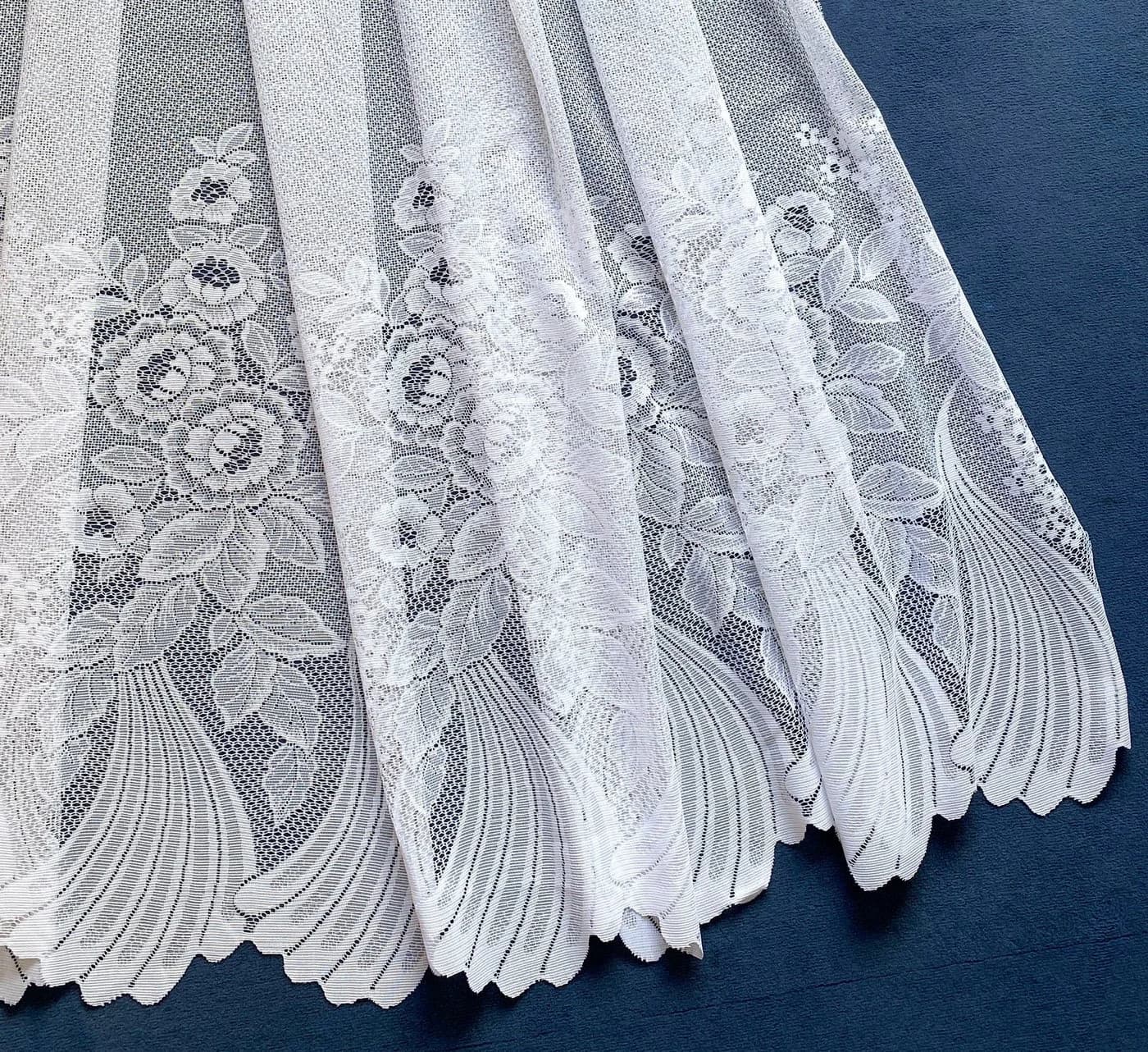 Weckbrodt Gardine Savannah Weiß Jacquard mit Floraler Bordüre