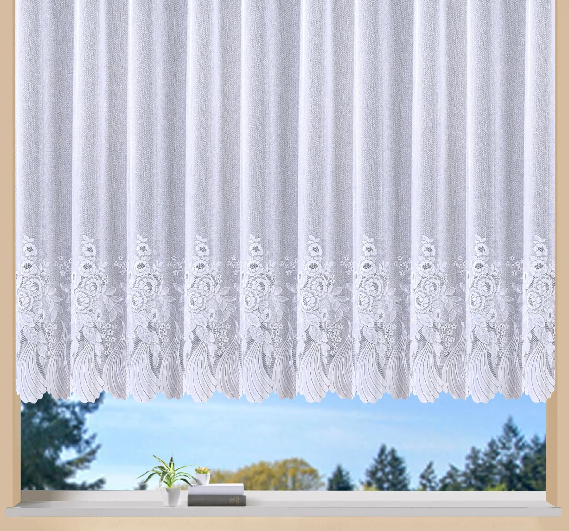Gardine WECKBRODT Savannah Jacquard Polyester Weiß 600 cm