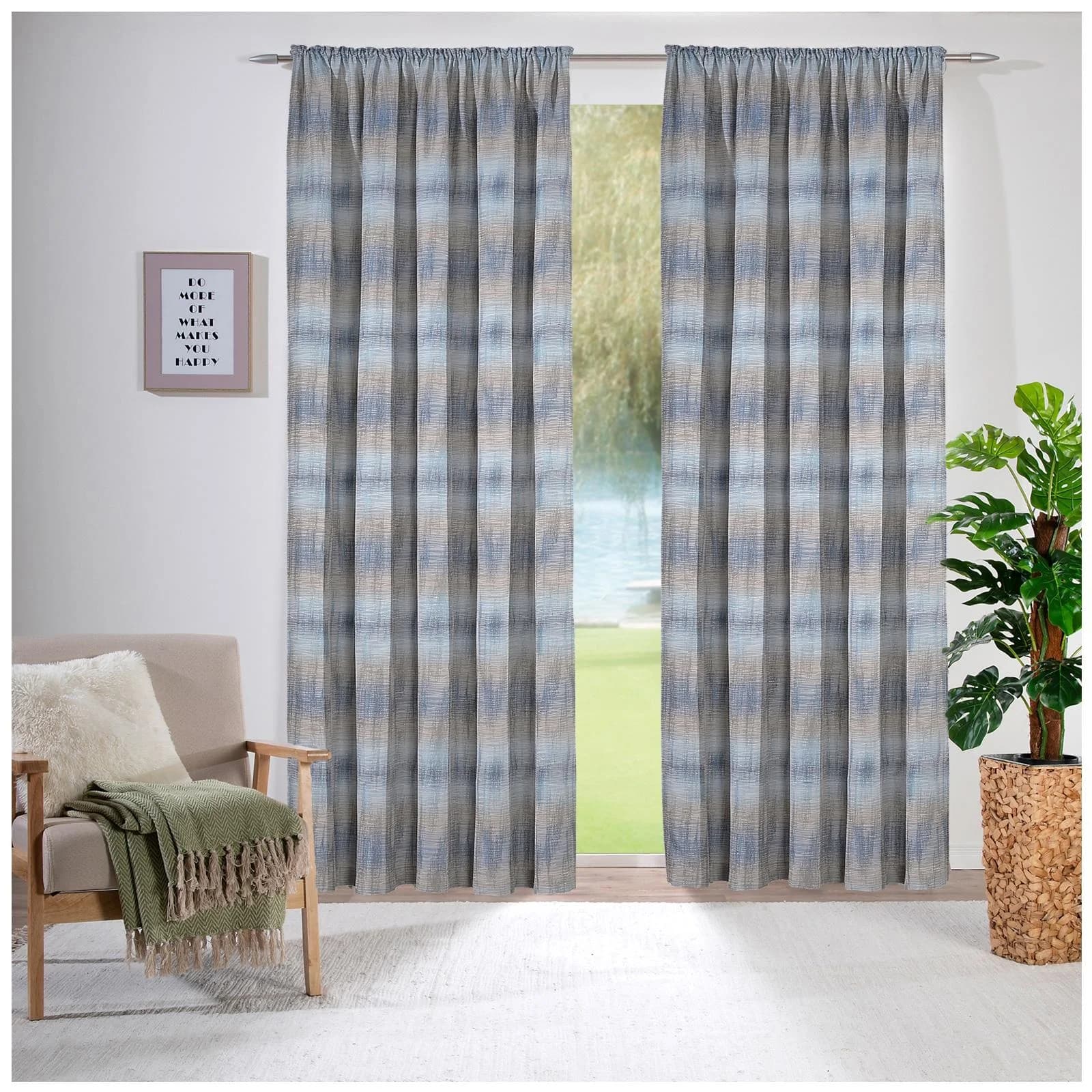 Weckbrodt-Gardinen Vorhang Kilian Blau-Grau Polyester 140x160cm