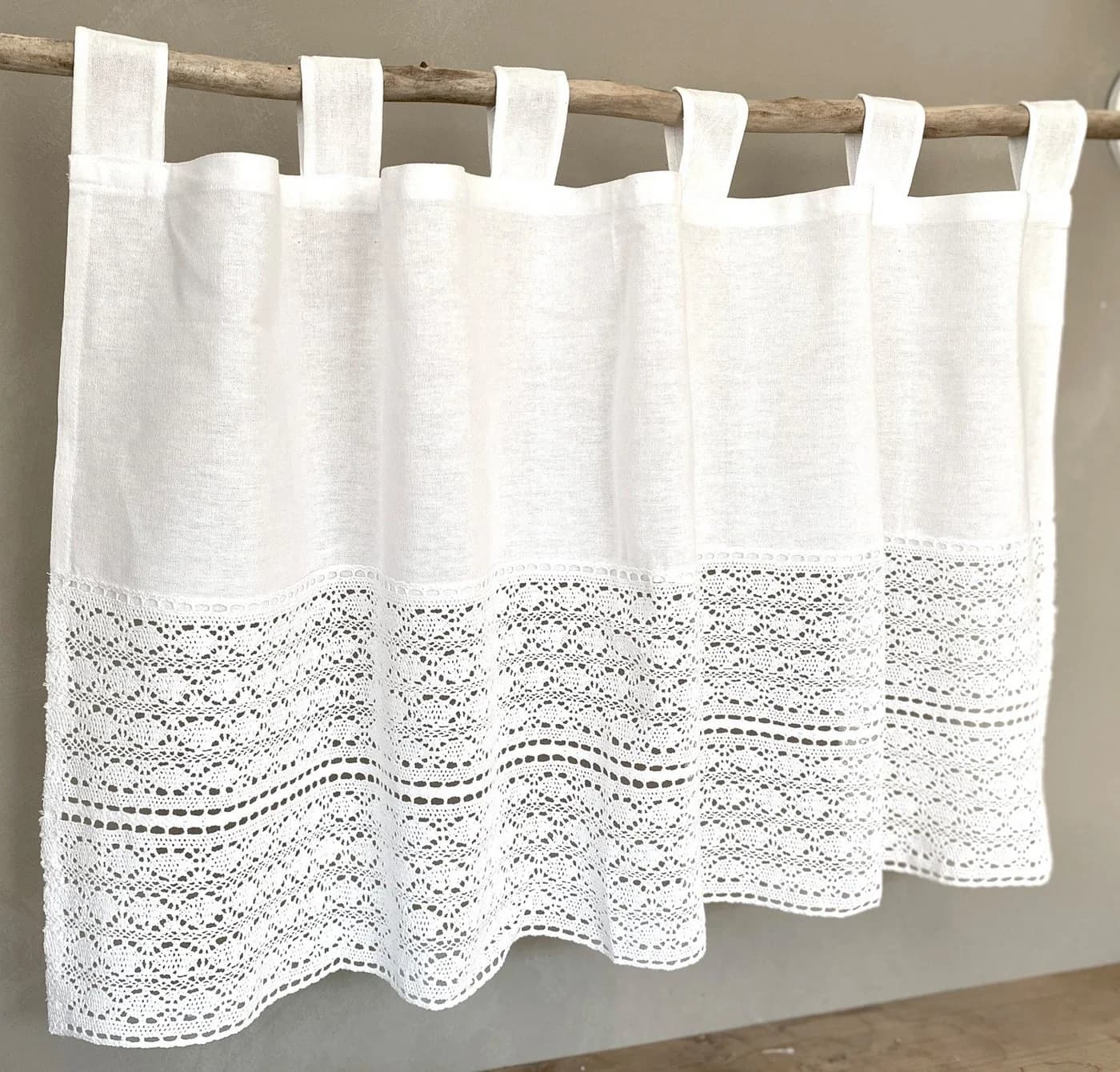 heimtexland Scheibengardine Deko Set Weiß Häkelspitze Boho
