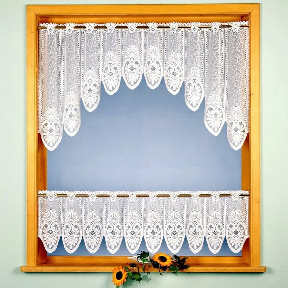 heimtexland Scheibengardine Jacquard Set Weiß Rankenmuster