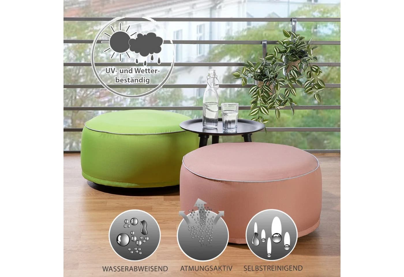 heimtexland Sitzkissen Outdoor Pouf Bodenkissen Anthrazit