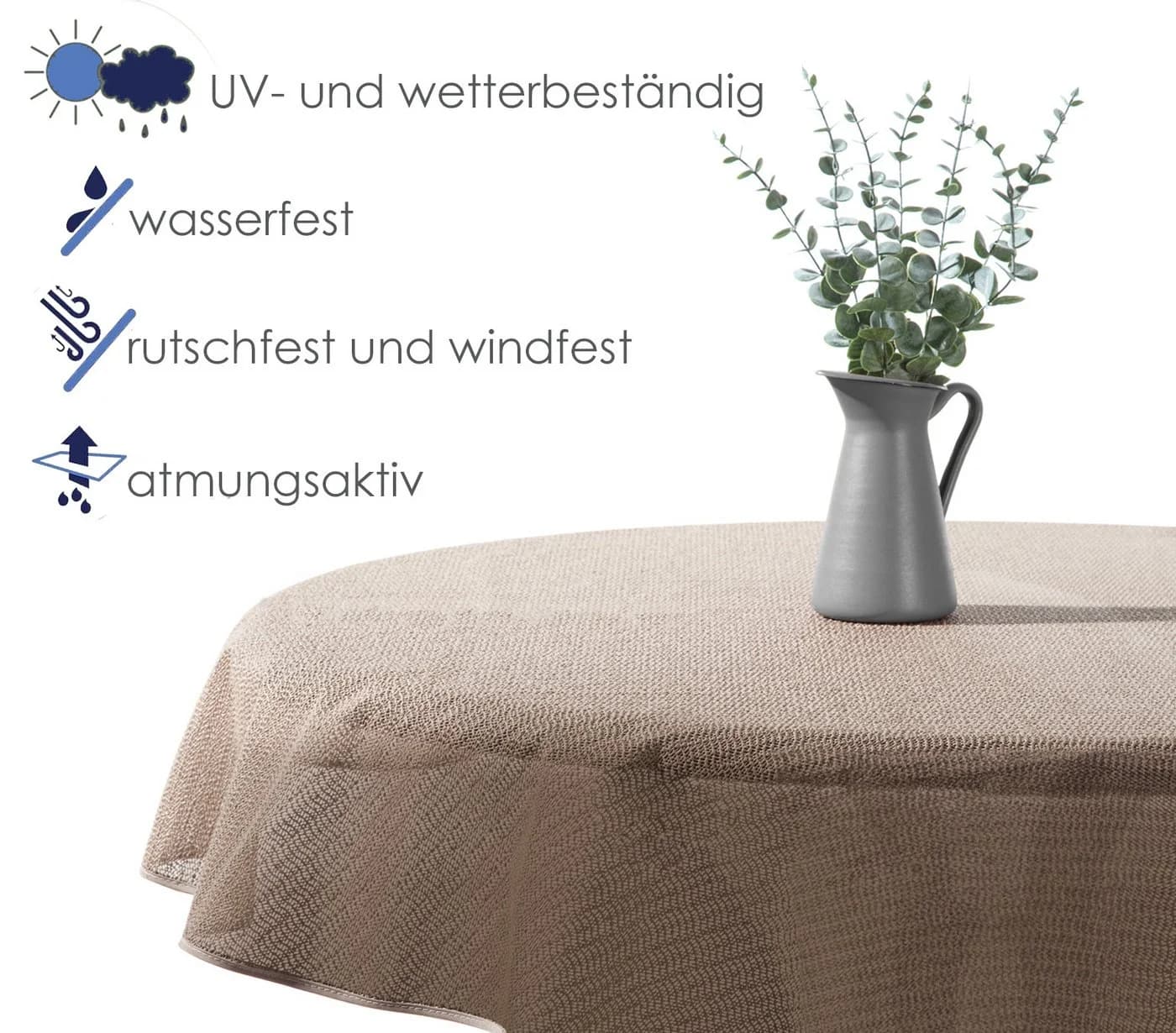 heimtexland Gartentischdecke Outdoor Braun Wetterfest UV-beständig