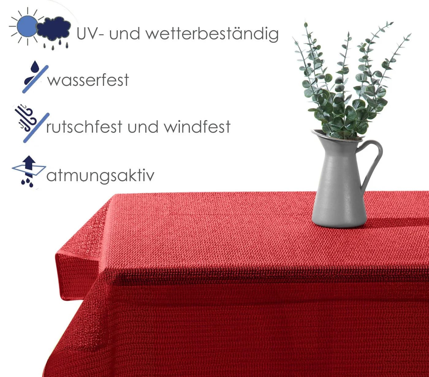 heimtexland Gartentischdecke Outdoor Rot Wetterfest UV-beständig Rutschfest