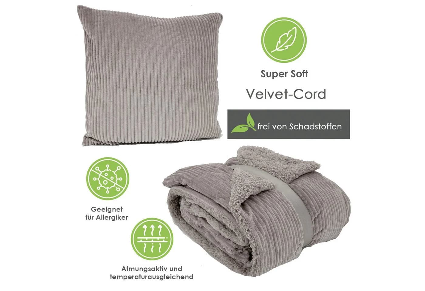 heimtexland Super Soft Cord Kissenbezug 45x45 cm Taupe