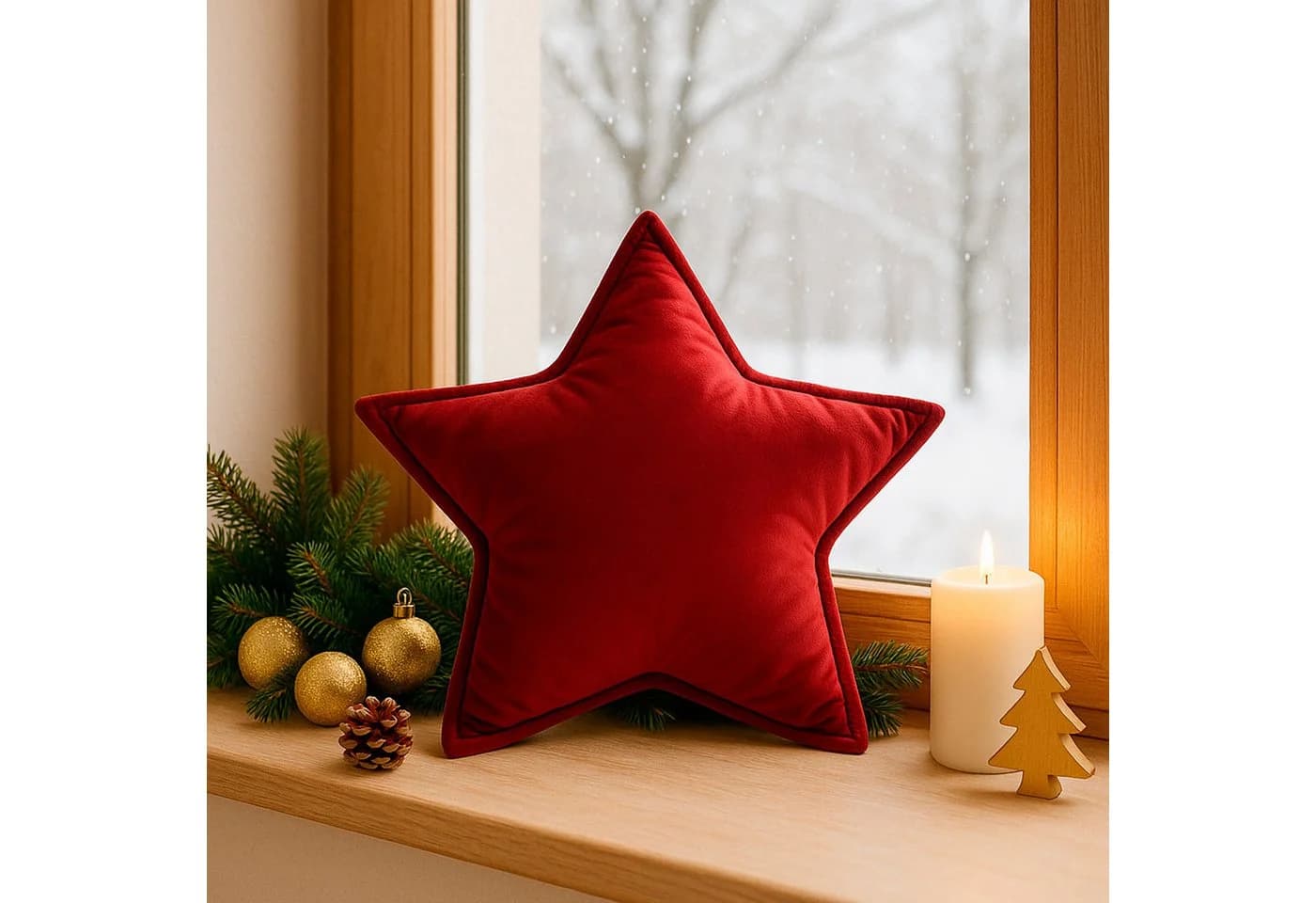 Dekokissen aus Samt in bordeaux und rot, Weihnachtsstil