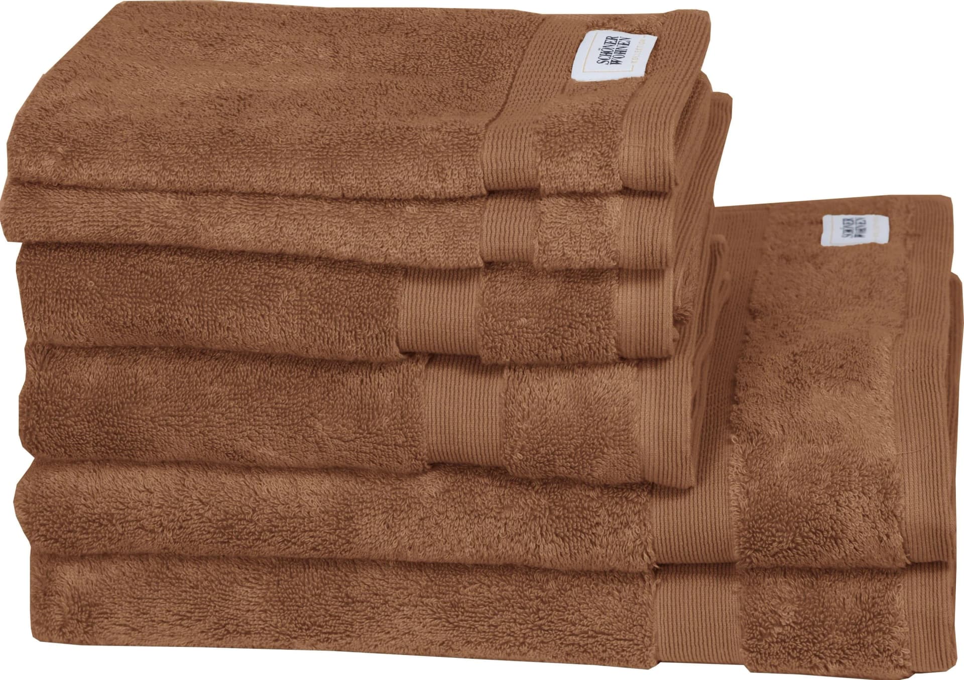Handtuch Set Cuddly 6-tlg. Braun Frottier 100% Baumwolle