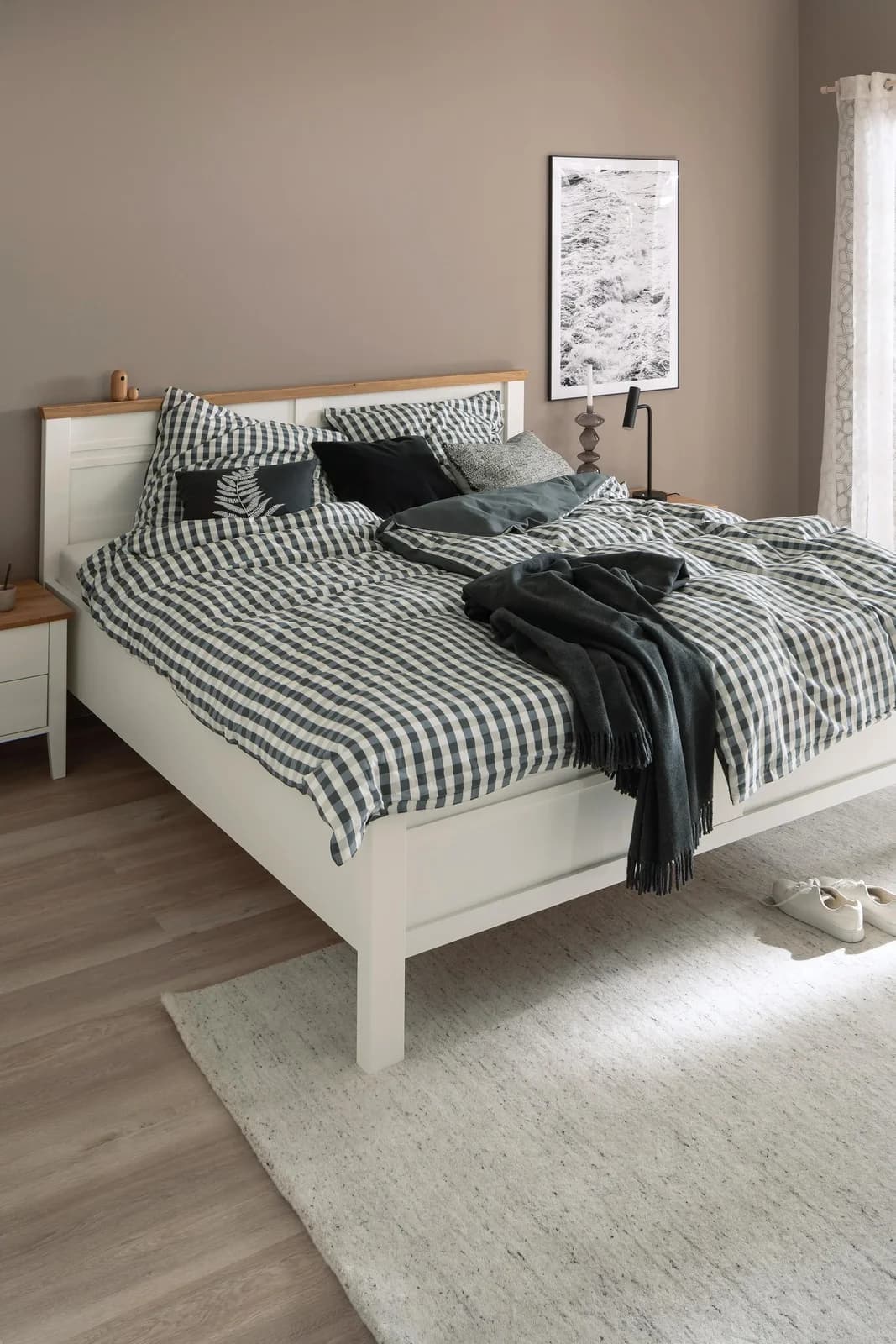 Wendebettwäsche aus Baumwolle und Perkal in grauem Karo-Design