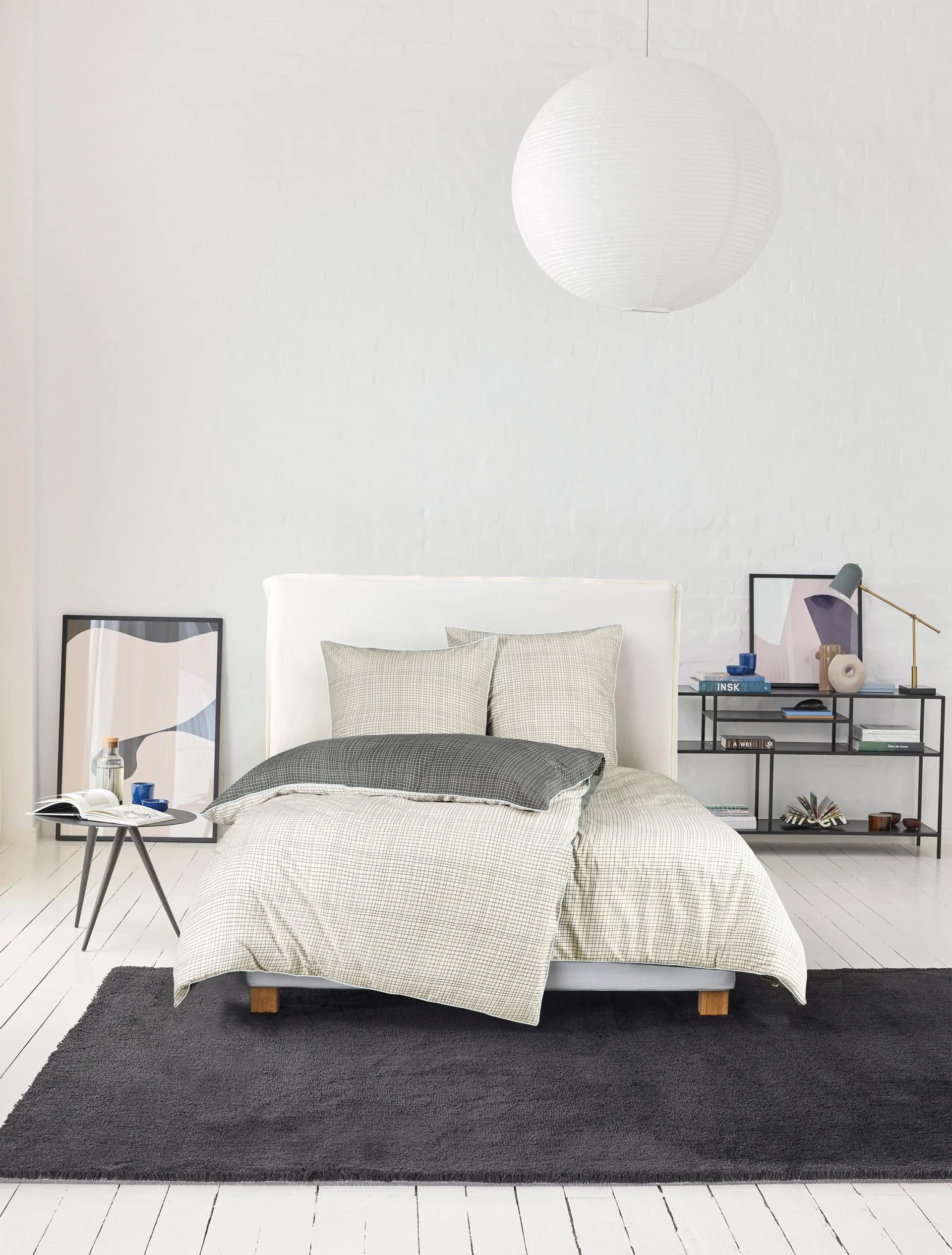 ESPRIT Wendebettwäsche Grid Grau 100% Baumwolle Renforcé