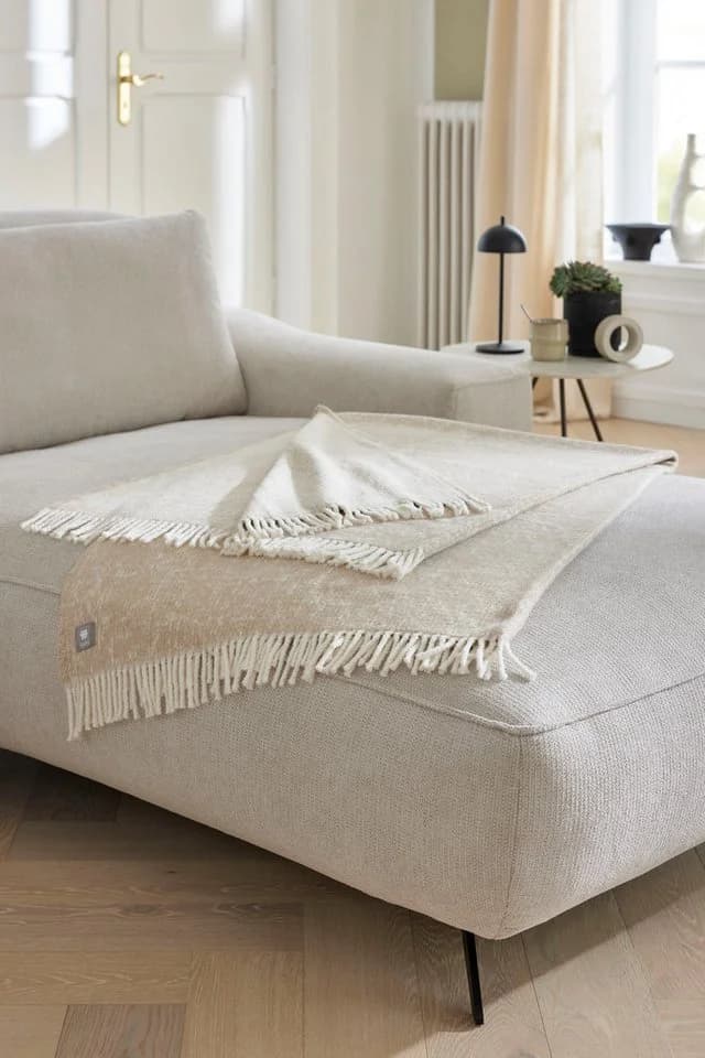 Musterring Wohndecke Ease Beige Strukturmuster Fransen
